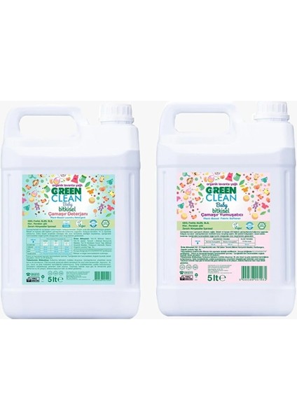 Green Clean Baby Çamaşır Deterjanı ve Çamaşır Yumuşatıcı 2' Li Set 5 L