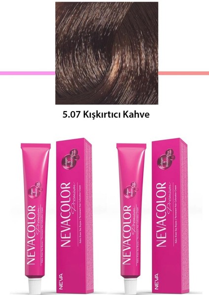 2 Li Set Premium 5.07 Kışkırtıcı Kahve - Kalıcı Krem Saç Boyası 2 x 50 G Tüp