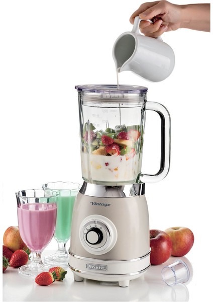 Vintage Bej Cam Blender ve 4 Bıçaklı Rondo Seti