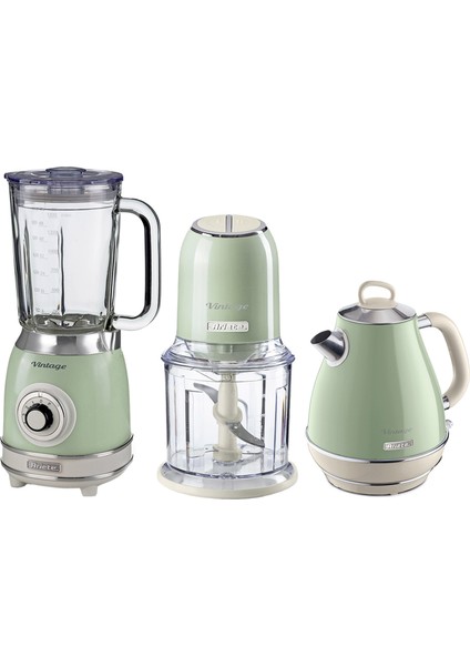 Vintage Yeşil Cam Blender-Rondo ve 1.7 Litre Kettle Seti