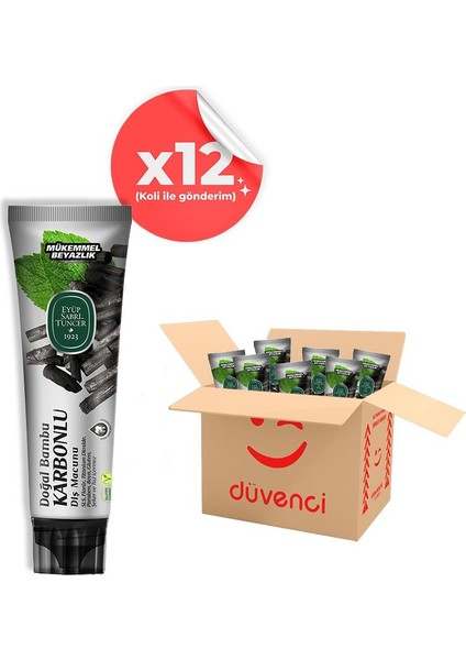 Doğal Bambu Aktif Karbonlu Diş Macunu 75 ml x 12