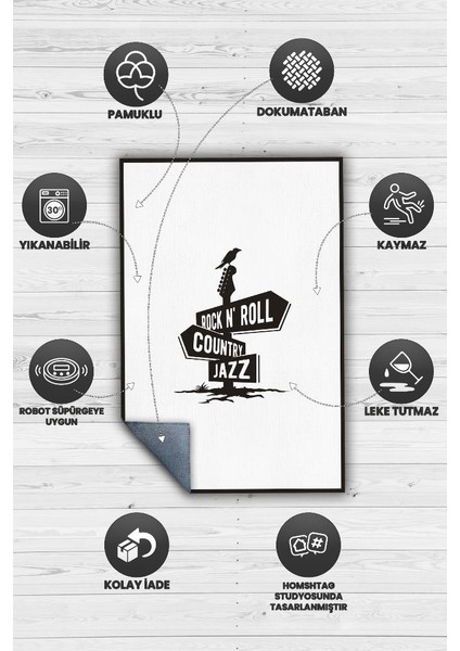 Üç Müzik Tarzı Düz Renkli Halı Siyah Beyaz Halı Caz Rock Sever Halısı Müzisyene Hediye Halı fırsatları