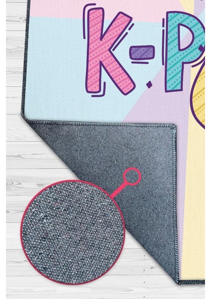 Renkli K-pop Çok Renkli Halı Modern Genç Odası Halısı Dokuma Tabanlı Kpop Sever Halısı modelleri
