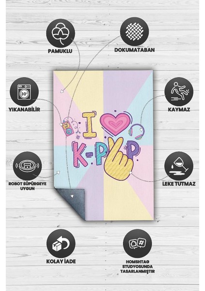 Renkli K-pop Çok Renkli Halı Modern Genç Odası Halısı Dokuma Tabanlı Kpop Sever Halısı fırsatları
