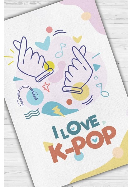 K-popu Seviyorum Açık Renkli Halı Genç Kız Odası Halısı Modern Kpop Sever Hediyelik Halı