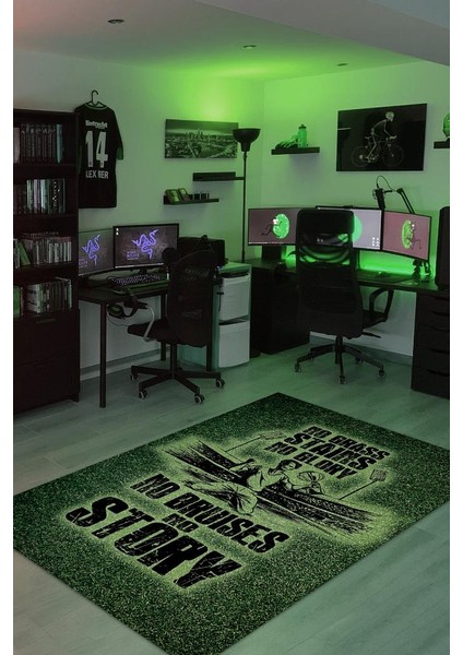 Sahadaki Zafer Dokuma Tabanlı Yıkanabilir Kaymaz Gamer Halısı