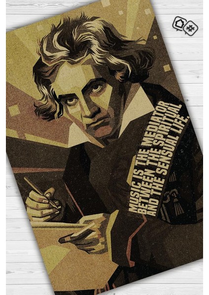Beethoven Koyu Renkli Müzisyen Halı Müzsik Severe Hediyelik Halı Geometrif Figürlü Halı fiyatları