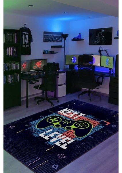 Next Level Pamuklu Dokuma Tabanlı Yıkanabilir Kaymaz Dekoratif Oyuncu Halısı