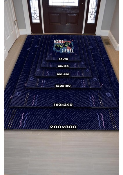 Next Level Pamuklu Dokuma Tabanlı Yıkanabilir Kaymaz Dekoratif Oyuncu Halısı