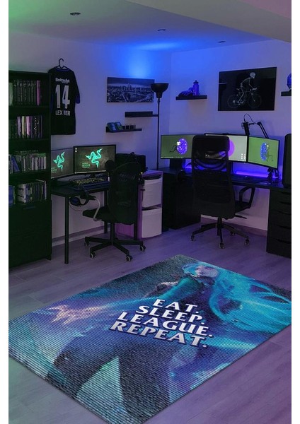 Ye Uyu Dinlen Dokuma Tabanlı Yıkanabilir Kaymaz Gamer Halısı