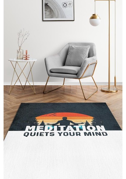 Siyah Beyaz Meditasyon Halısı Özel Tasarım Dijital Baskı Yoga Halısı Pamuk Tabanlı Halı