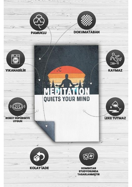 Siyah Beyaz Meditasyon Halısı Özel Tasarım Dijital Baskı Yoga Halısı Pamuk Tabanlı Halı fırsatları