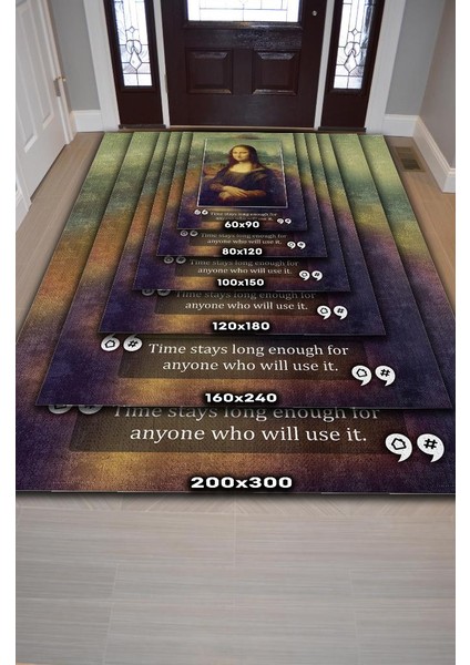 Mona Lisa Da Vinci Dokuma Tabanlı Yıkanabilir Kaymaz Sanat Sever Halısı