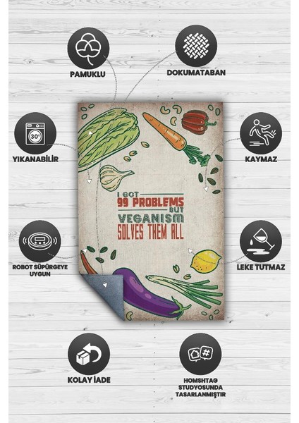 Veganlık Dokuma Tabanlı Yıkanabilir Kaymaz Vegan Halısı