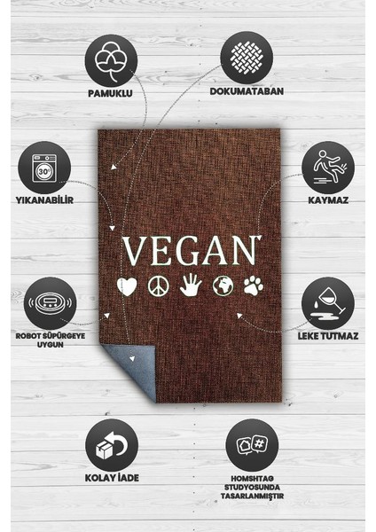 Vegan Dokuma Tabanlı Yıkanabilir Kaymaz Vegan Halısı