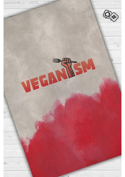 Veganizm Kırmızı Bej Mutfak Halısı Dokuma Tabanlı Yıkanabilir Kaymaz Vegan Halısı
