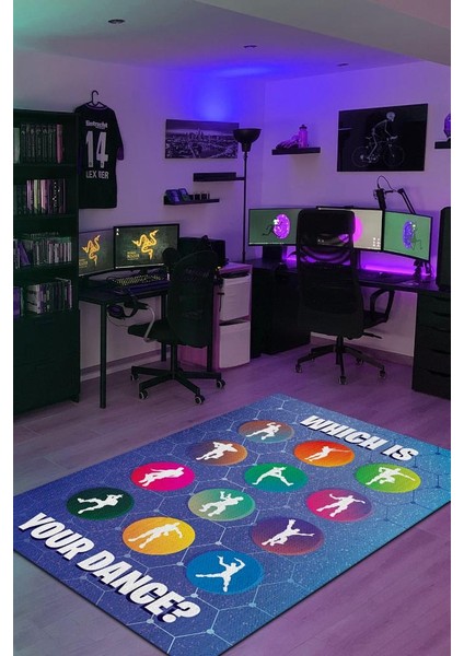 Your Dance Pamuklu Dokuma Tabanlı Yıkanabilir Kaymaz Gamer Halısı