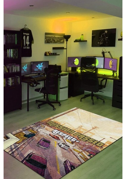 Respect Pamuklu Dokuma Tabanlı Yıkanabilir Kaymaz Gamer Halısı