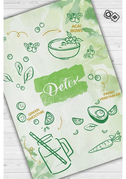 Detox Dokuma Tabanlı Yıkanabilir Kaymaz Diyetisyen Halısı