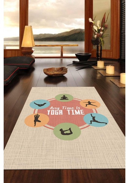 Her Zaman Yoga Vakti Bej Renkli Yoga Sever Halısı Renkli Yoga Sever Halısı Hediyelik Halı