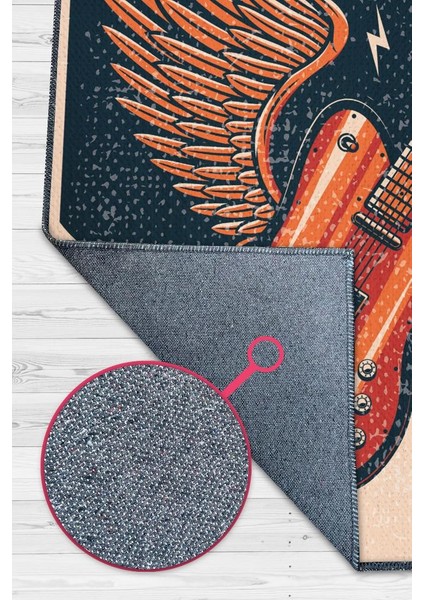 Rock Art Müzik Halısı Çok Renkli Müzik Halısı Gitar Figürlü Modern Halı Müzisyene Hediye modelleri