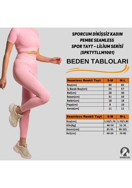 Dikişsiz Toparlayıcı Yüksek Bel Esnek Kadın Pembe Spor Tayt – Lilium Serisi HBKTYTLLM1001