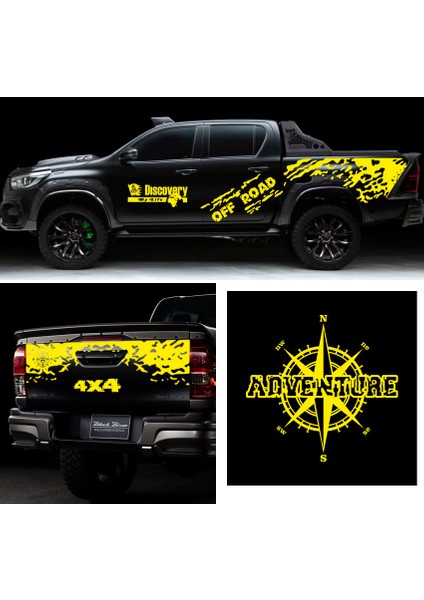 Off Rad Pickup Gövde Kaplama Sticker. 4x4 Discovery Pusula Kamyonet Kaplama STICKER-S1381