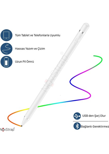 Novstrap iPad 7/8/9 Nesil 10.2 Inç ile Uyumlu Dokunmatik Tablet Kalemi Pencil DZ870