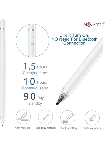 Novstrap iPad 7/8/9 Nesil 10.2 Inç ile Uyumlu Dokunmatik Tablet Kalemi Pencil DZ870