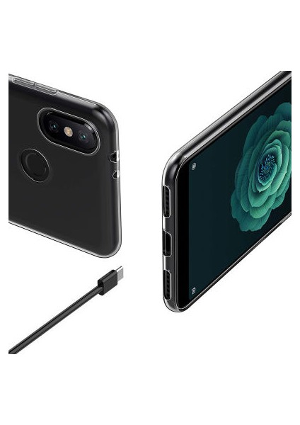 Xiaomi Mi 6x Kılıf Için Tasarlanan Kristal Şeffaf Kaymaz Silikon Kılıf