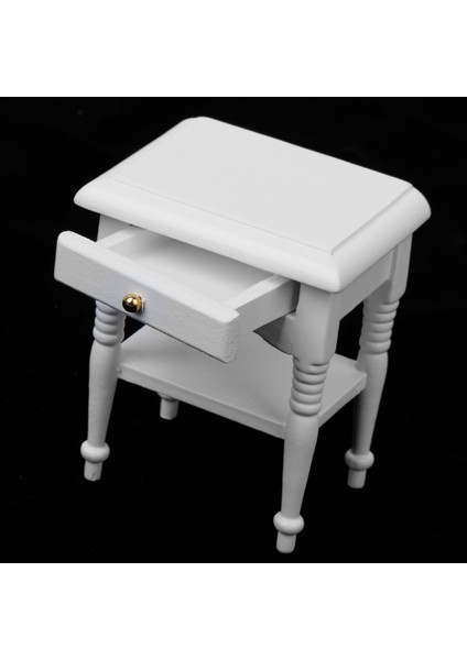 Dollhouse Minyatür Yatak Odası Mobilya Beyaz Ahşap Başucu Dolap Çekmecesi Başucu Masa (Yurt Dışından) fiyatları