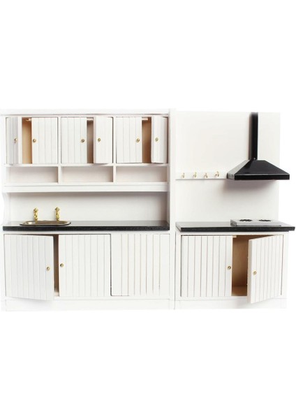 1/12 Ölçekli Dollhouse Minyatür Mobilya Vinatage Deluxe Ahşap Mutfak Seti (Yurt Dışından)