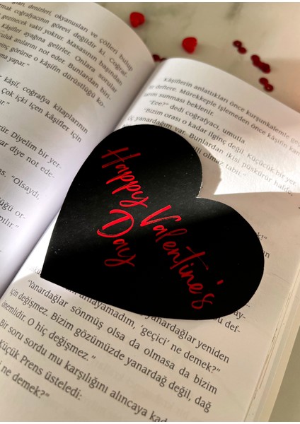 Ikili Kırmızı&siyah Kalp Kitap Ayracı Seti - Happy Valentines Day - Sevgililer Günü Hediyesi