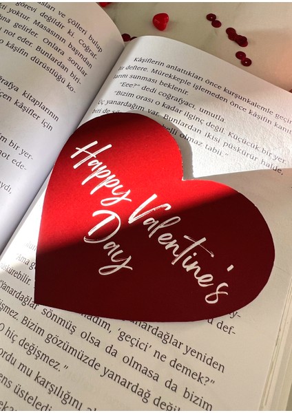 Ikili Kırmızı&siyah Kalp Kitap Ayracı Seti - Happy Valentines Day - Sevgililer Günü Hediyesi modelleri