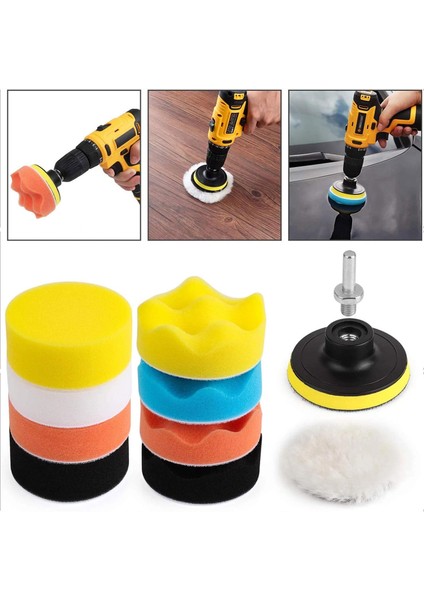 Oto Araç Araba Pasta Cila Çizik Giderici Yün Polisaj Süngeri Pedi 115 Mm Parlatma 13 Parça Seti fiyatları
