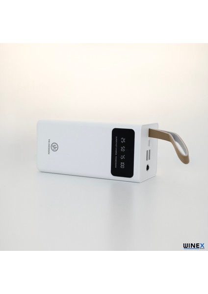 YK89 50000mAh 2xUsbA + Type-C + Micro Çıkışlı Led Göstergeli Powerbank Beyaz