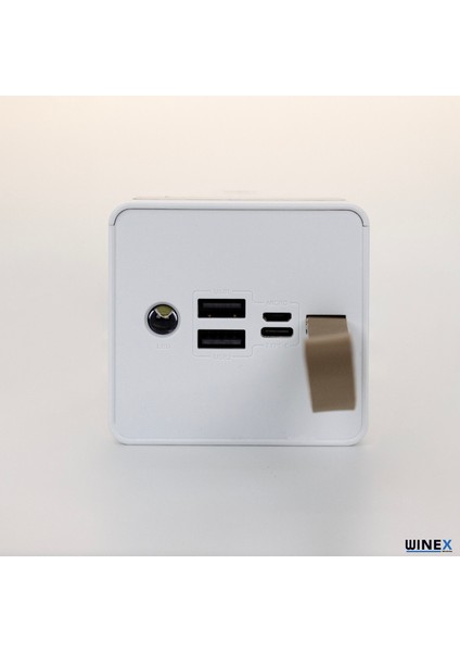 YK89 50000mAh 2xUsbA + Type-C + Micro Çıkışlı Led Göstergeli Powerbank Beyaz