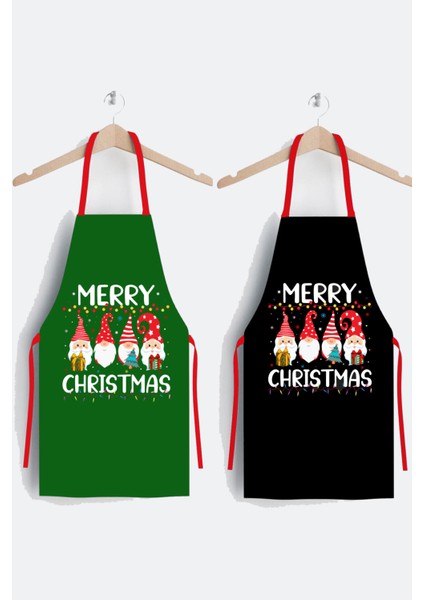 Yılbaşı Merry Christmas 2'li Siyah Yeşil Mutfak Önlüğü Seti fiyatları