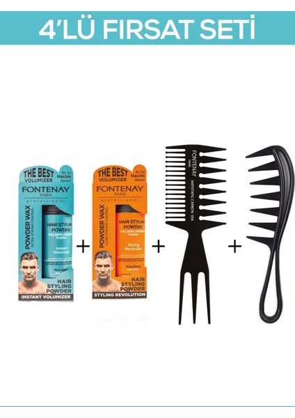 Saç Şekillendirici Pudra Toz Wax Mat Effect ve Ultra Strong + Şekil Tarak'ı X2 4'lü Set
