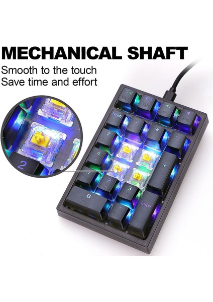 21 Keys Mekanik Sayısal Tuş Takımı Rgb Led Başlangıç Siyah Için Başlangıç Başlangıç (Yurt Dışından)