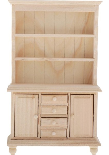 1:12 Dollhouse Kitaplık Ekran Dolabı Oturma Odası Çalışma Ahşap (Yurt Dışından)