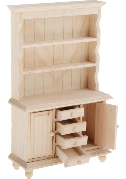 1:12 Dollhouse Kitaplık Ekran Dolabı Oturma Odası Çalışma Ahşap (Yurt Dışından)