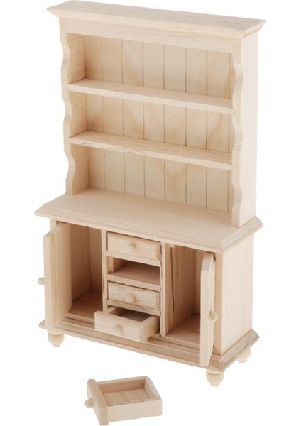 1:12 Dollhouse Kitaplık Ekran Dolabı Oturma Odası Çalışma Ahşap (Yurt Dışından)