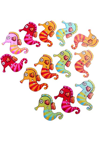 100 Ahşap Düğme Deniz Atı Hayvanları Süsleme El Sanatları Dikiş Kartları (Yurt Dışından)