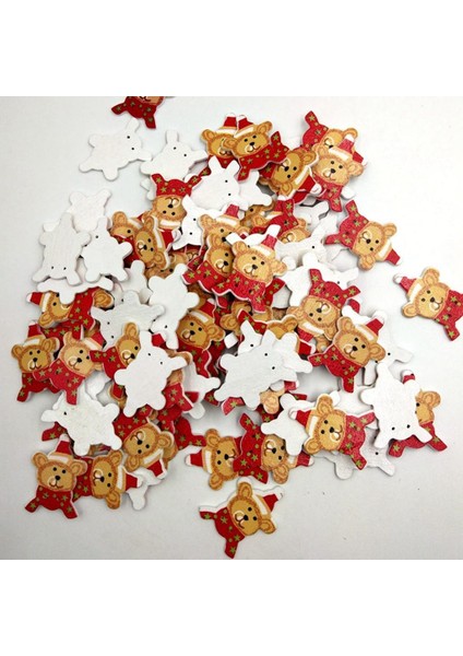 100 Adet Delik Ahşap Düğmeler Noel Ayı Düğmeleri Dikiş (Yurt Dışından) indirimleri