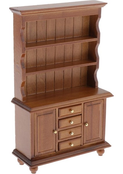 2pcs 1/12 Dollhouse Ahşap Yazma Masası Sandalye ve Çekmece Dolabı Mobilya Oyuncakları (Yurt Dışından)