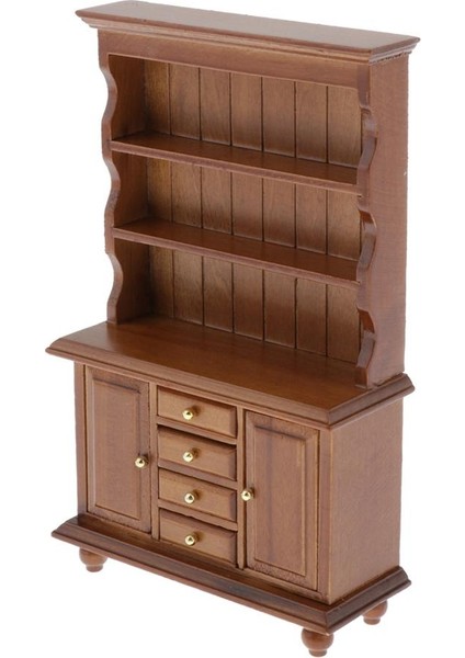 2pcs 1/12 Dollhouse Ahşap Yazma Masası Sandalye ve Çekmece Dolabı Mobilya Oyuncakları (Yurt Dışından)