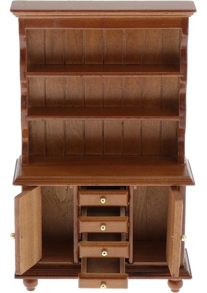 2pcs 1/12 Dollhouse Ahşap Yazma Masası Sandalye ve Çekmece Dolabı Mobilya Oyuncakları (Yurt Dışından)