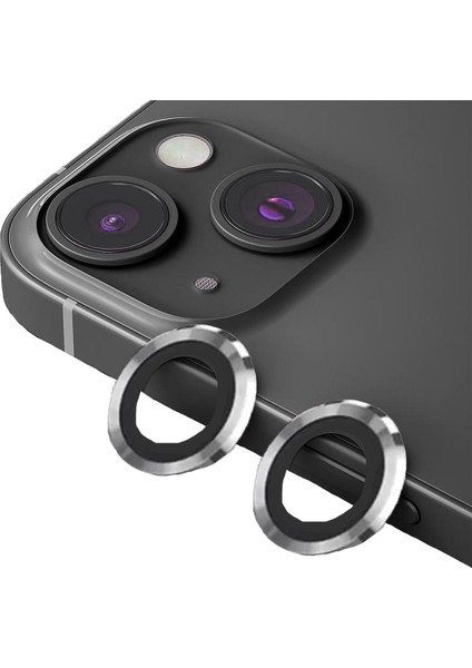 Metal Ring iPhone 14/14 Plus Silver Kamera Kamera Koruyucu
