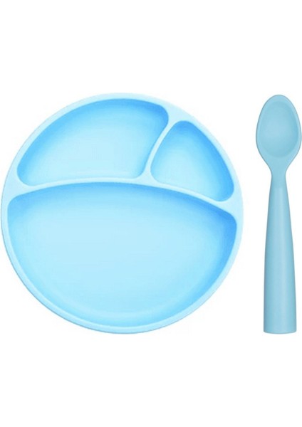 Vakum Tabanlı Silikon Tabak ve Nam Nam Kaşık 2'li Set